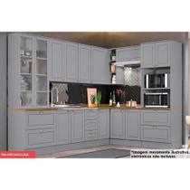 Kit Cozinha Modulada 10 Peças Americana (3Aéreos+3Balcões+2Paneleiros+2Complementos) C5P36 Cinza-Henn