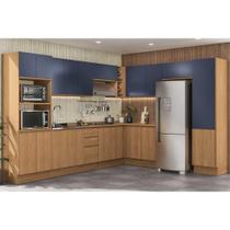 Kit Cozinha Modulada 14 Peças Ciela 1 (5Aéreos+4Balcões+2Paneleiros+3Complementos) C14P80 Canela/Azul Profundo-Kappesberg Kit Cozinha Modulada 14 Peças Ciela 1 (5Aéreos+4Balcões+2Paneleiros+3Complementos) C14P80 Canela/Azul Profundo-Kappesberg