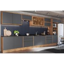 Kit Cozinha Modulada 14 Peças Versalis 1 (6Aéreos+4Balcões+1TorreQuente+3Complementos) C14P166 Freijo/Grafite-Herval Kit Cozinha Modulada 14 Peças Versalis 1 (6Aéreos+4Balcões+1TorreQuente+3Complementos) C14P166 Freijo/Grafite-Herval