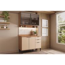 Kit Cozinha Modulada 2 Peças Alpha (1Aéreo+1Balcão) C2P52 Freijo/Off White-Carraro