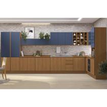 Kit Cozinha Modulada 22 Peças Ciela 2 (5Aéreos+6Balcões+3Paneleiros+8Complementos) C22P82 Canela/Azul Profundo-Kappesberg Kit Cozinha Modulada 22 Peças Ciela 2 (5Aéreos+6Balcões+3Paneleiros+8Complementos) C22P82 Canela/Azul Profundo-Kappesberg