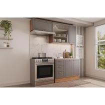 Kit Cozinha Modulada 3 Peças Bella (2Aéreos+1Balcão) C3P25 Nogal/Cinza - Carraro