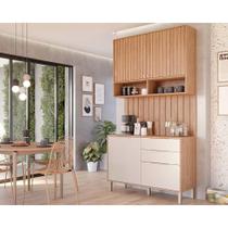 Kit Cozinha Modulada 3 Peças Divina (1Aéreo+1Balcão+1Complemento) CZ008 Freijo/Off White - MGM Kit Cozinha Modulada 3 Peças Divina (1Aéreo+1Balcão+1Complemento) CZ008 Freijo/Off White - MGM