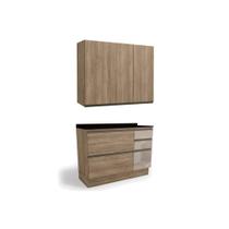 Kit Cozinha Modulada 3 Peças Maxxi (1Aéreo+1Balcão+1Complemento) C3P12 Nogal/Preto - Kappesberg