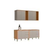 Kit Cozinha Modulada 4 Peças Allure (2Aéreos+2Balcões) CP25 Jequitiba/Gris Fosco - Linea Brasil