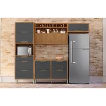 Kit Cozinha Modulada 4 Peças Imperatriz (2Aéreos+1Balcão+1Paneleiro) C4P157 Freijo/Grafite - Nesher Kit Cozinha Modulada 4 Peças Imperatriz (2Aéreos+1Balcão+1Paneleiro) C4P157 Freijo/Grafite - Nesher