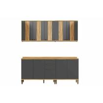 Kit Cozinha Modulada 4 Peças Sauvignon (2Aéreos+2Balcões) C4P246 Amendoa/Grafite - Ronipa