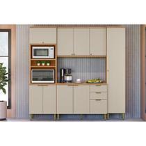 Kit Cozinha Modulada 4 Peças Selene (2Aéreos+1Paneleiro+1TorreQuente) CP09 Jequitiba/Off White Fosco - Linea Brasil