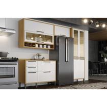 Kit Cozinha Modulada 4 Peças Syrah (2Aéreo+1Balcão+1Paneleiro) C4P05 Amendoa/Off White - Ronipa