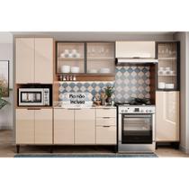 Kit Cozinha Modulada 5 Peças Alpha (2Aéreos+1Balcão+1Paneleiro+1TorreQuente) C5P106 Freijo/Off White - Carraro