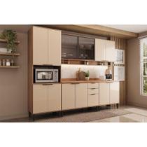 Kit Cozinha Modulada 5 Peças Alpha (2Aéreos+2Balcões+1Paneleiro) C5P130 Freijo/Off White - Carraro