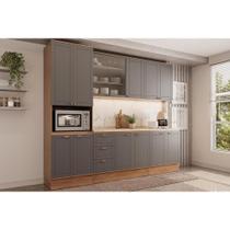 Kit Cozinha Modulada 5 Peças Bella (2Aéreos+2Balcões+1Paneleiro) C5P120 Nogal/Cinza - Carraro Kit Cozinha Modulada 5 Peças Bella (2Aéreos+2Balcões+1Paneleiro) C5P120 Nogal/Cinza - Carraro