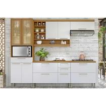 Kit Cozinha Modulada 5 Peças Burguesa Premium (2Aéreos+2Balcões+1Paneleiro) C6P56 Freijo/Off White - Nesher