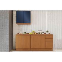 Kit Cozinha Modulada 5 Peças Ciela (1Aéreo+2Balcões+2Complementos) C5P118 Canela/Azul Profundo - Kappesberg Kit Cozinha Modulada 5 Peças Ciela (1Aéreo+2Balcões+2Complementos) C5P118 Canela/Azul Profundo - Kappesberg