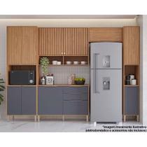 Kit Cozinha Modulada 5 Peças Divina (2Aéreos+1Balcão+2Paneleiros) CZ004 Freijo/Titanium - MGM Kit Cozinha Modulada 5 Peças Divina (2Aéreos+1Balcão+2Paneleiros) CZ004 Freijo/Titanium - MGM