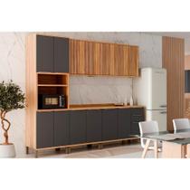 Kit Cozinha Modulada 5 Peças Sauvignon (2Aéreos+2Balcões+1TorreQuente) C5P90 Amendoa/Grafite - Ronipa Kit Cozinha Modulada 5 Peças Sauvignon (2Aéreos+2Balcões+1TorreQuente) C5P90 Amendoa/Grafite - Ronipa