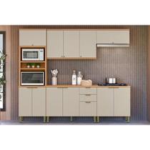 Kit Cozinha Modulada 5 Peças Selene (2Aéreos+2Balcões+1Paneleiro) CP04 Jequitiba/Off White Fosco - Linea Brasil