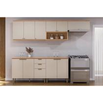 Kit Cozinha Modulada 5 Peças Selene (3Aéreos+2Balcões) CP07 Jequitiba/Off White Fosco - Linea Brasil