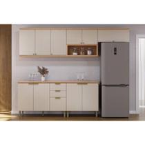 Kit Cozinha Modulada 5 Peças Selene (3Aéreos+2Balcões) CP16 Jequitiba/Off White Fosco - Linea Brasil
