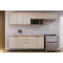 Kit Cozinha Modulada 5 Peças Selene (3Aéreos+2Balcões) CP17 Jequitiba/Off White Fosco - Linea Brasil