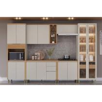 Kit Cozinha Modulada 6 Peças Allure (2Aéreos+2Balcões+1Cristaleira+1Paneleiro) CP07 Jequitiba/Gris Fosco - Linea Brasil Kit Cozinha Modulada 6 Peças Allure (2Aéreos+2Balcões+1Cristaleira+1Paneleiro) CP07 Jequitiba/Gris Fosco - Linea Brasil
