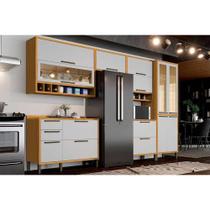 Kit Cozinha Modulada 6 Peças Syrah (3Aéreo+2Balcões+1Paneleiro) 6P01 Amendoa/Off White - Ronipa