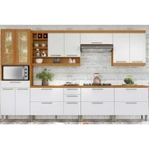 Kit Cozinha Modulada 7 Peças Burguesa Premium (3Aéreos+3Balcões+1Paneleiro) C6P58 Freijo/Off White - Nesher