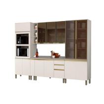 Kit Cozinha Modulada 8 Peças Connect (1Aéreos+2Balcões+2Paneleiros+3Complementos) C8P05 Off White - Henn