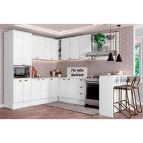 Kit Cozinha Modulada 9 Peças Bella (3Aéreos+3Balcões+1TorreQuente+1Ilha+1Complemento) C9P199 Branco-Carraro