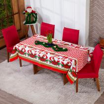 Kit Cozinha Natal Toalha de Mesa 2,20m + 6 Capas De Cadeira Decoração Natalina