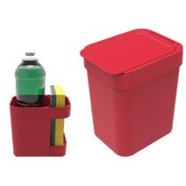 Kit Cozinha Organizador De Pia Porta Detergente + Lixeira 2,5 Litros - Soprano Kit Cozinha Organizador De Pia Porta Detergente + Lixeira 2,5 Litros - Soprano