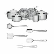 Kit Cozinha Panelas Solar Aço Inox Fundo Triplo 11 Peças Com Utensílios - Tramontina Kit Cozinha Panelas Solar Aço Inox Fundo Triplo 11 Peças Com Utensílios - Tramontina