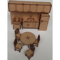 Kit Cozinha Para Bonecas, Brinquedo em MDF Artesanato, Com Corte a Laser - Lirium Arts