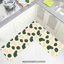kit cozinha passadeira 120x40cm e tapete com bolinhas bege 60x40cm