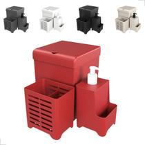 Kit Cozinha Pia Lixeira Escorredor de Talheres Dispenser 3 Pçs