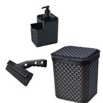 Kit Cozinha/Pia - Lixeira Rattan 05 Litros + Produtos Cozinha