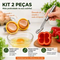 Kit Cozinha Prática Quebrador e Separador de casca de Ovos e Removedor de Sementes e Miolos