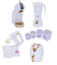 Kit Cozinha Princesa Eletro Menina Branco Air Fryer 8Pç