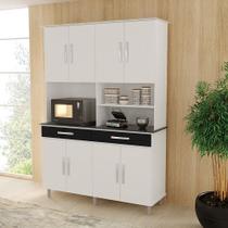 Kit Cozinha Real Madrid Branco/Preto Marmorizado - Passe Bem Móveis