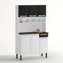 Kit Cozinha Rose Compacta Itatiaia em Aço 6 Portas 1 Gaveta Branco e Preto I3G1-105