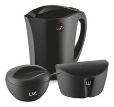 Kit Cozinha Saleiro Açucareiro e Jarra 3 Peças Preto Uz