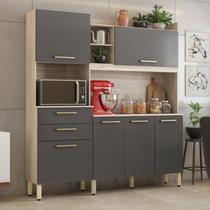 Kit cozinha select demobile 6 portas 2 gavetas avena grafito
