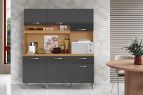 Kit Cozinha Siena 160cm com Nicho para Forno/Microondas - Cinamomo/Grafite Aramóveis Kit Cozinha Siena 160cm com Nicho para Forno/Microondas - Cinamomo/Grafite Aramóveis