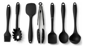 Kit Cozinha Silicone 7 Peças Espátula Concha Colher Pegador Kit Cozinha Silicone 7 Peças Espátula Concha Colher Pegador