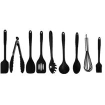 Kit Cozinha Silicone Preto 9 Peças Multiuso - Mundiart