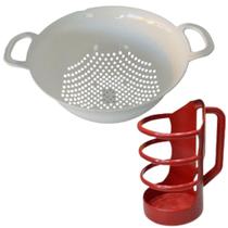 Kit Cozinha - Suporte Porta Lata Garrafa Óleo de Cozinha e Lava Tudo / Escorredor de Arroz - Macarrão - Saladas - Legume