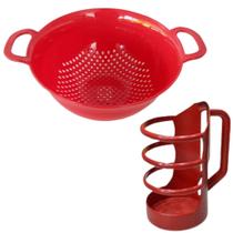Kit Cozinha - Suporte Porta Lata Garrafa Óleo de Cozinha e Lava Tudo / Escorredor de Arroz - Macarrão - Saladas - Legume