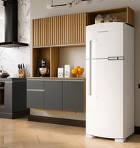 Kit Cozinha Suspensa Mel com Balcão 180cm Damasco Ripado Cinza Poquema Móveis