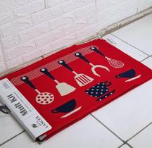 Kit Cozinha Tapete VERMELHO Lancer Andino 3 Peças Antiderrapante - KA44