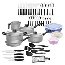 Kit Cozinha Tramontina 47 Peças com Panelas Antiaderentes Talheres, Facas e Utensílios Domésticos